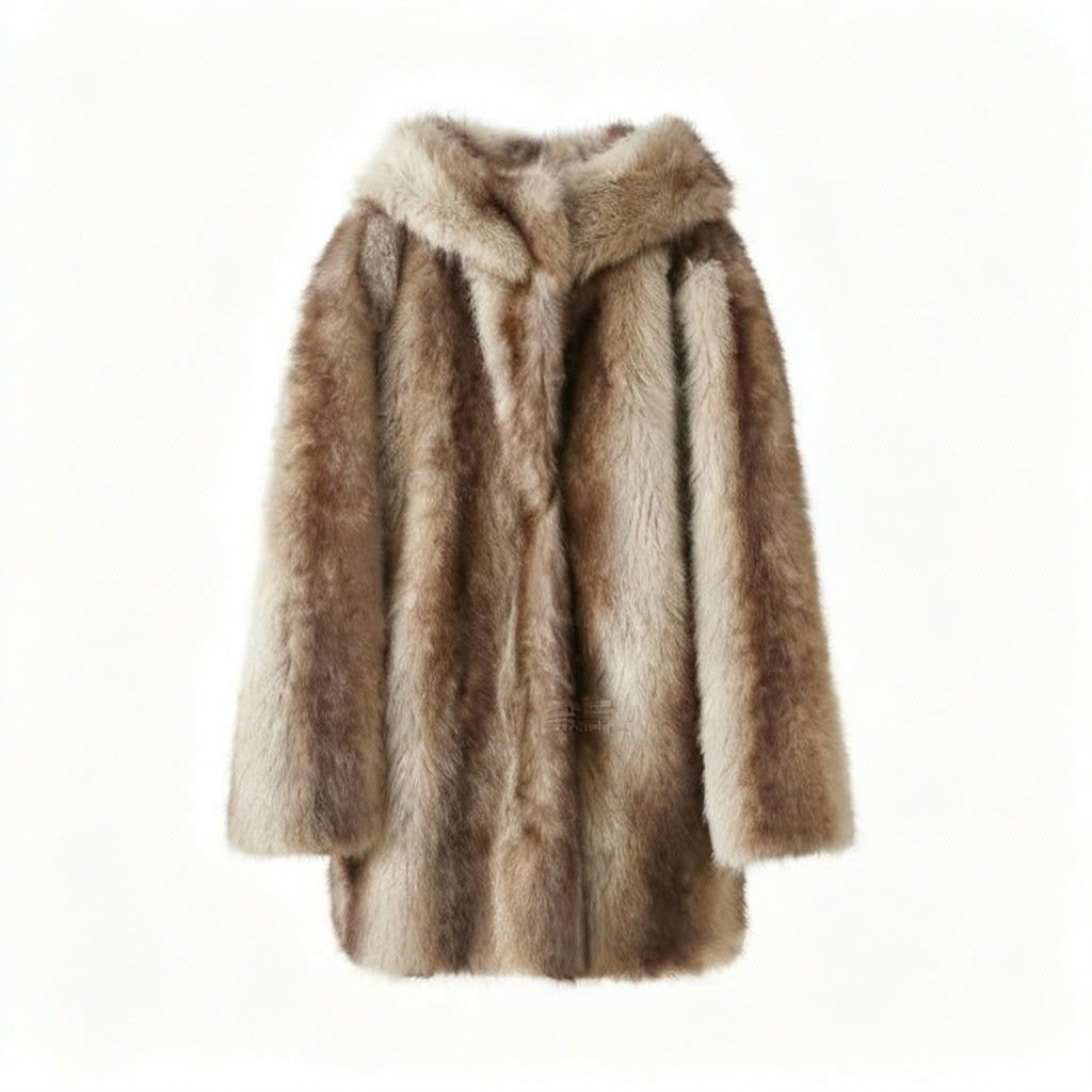 Marquessa Hooded Plush Faux Fur Coat – Women’s Long Luxury Faux Fur Winter Jacket with Oversized Hood