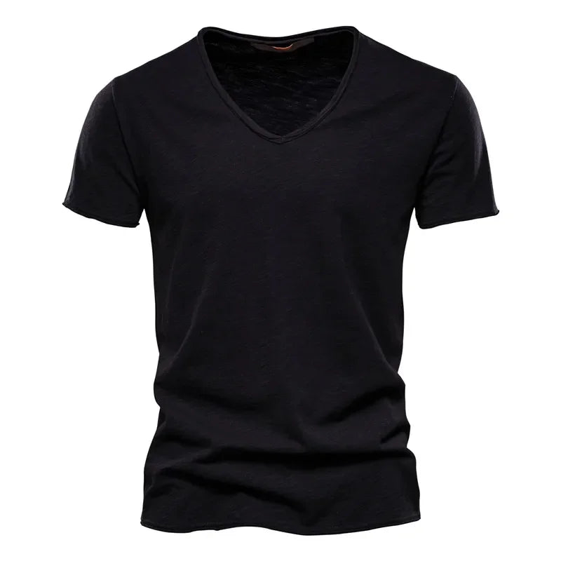 Men’s 100% Cotton V-Neck T-Shirt – Slim Fit Lightweight Short Sleeve Casual Tee