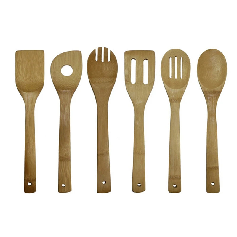 Bamboo Cooking Utensil Set – 6-Piece Wooden Kitchen Tools with Spatula, Spoon & Turner