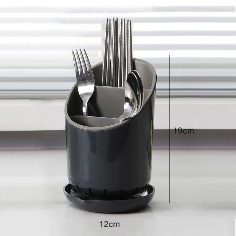 Utensil Holder with Draining Base – Large Cutlery Organiser for Kitchen Spoons, Forks & Knives
