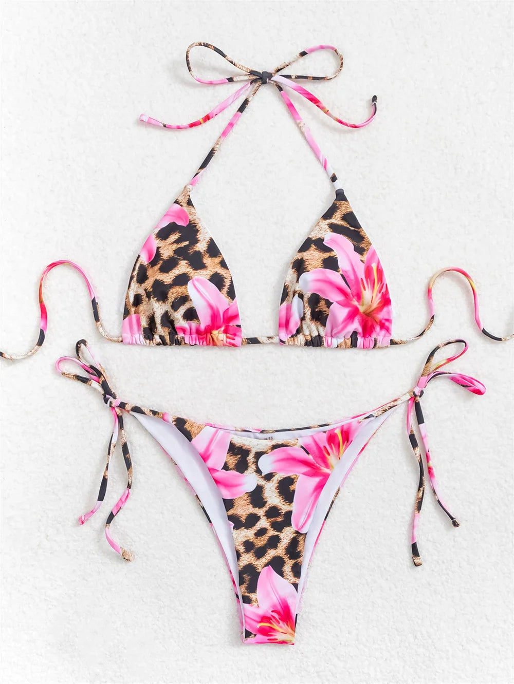 Floral Bikini and Mesh Skirt Set – Summer Holiday 3 Piece Swimsuit in Tropical Prints and Animal Patterns
