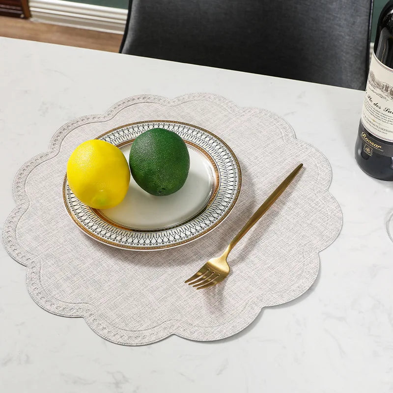 Curved Edge Textured Placemats – Set of 4 or 6 Piece Wipeable Heat-Resistant Table Mats for Dining & Kitchen Decor