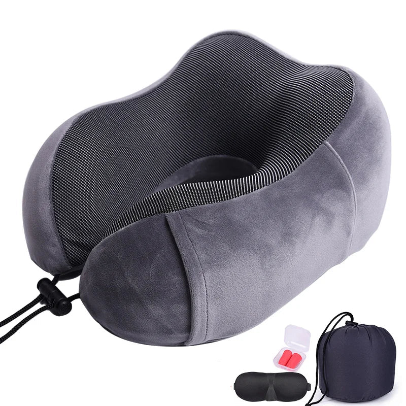 Memory Foam Neck Pillow for Travel with Breathable Design and Adjustable Support