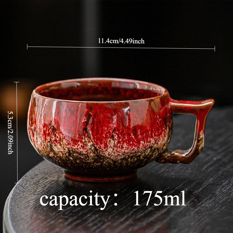 Akiro Handmade Textured Glaze Ceramic Coffee Mug Set – 2 Piece 175ml Coffee Cups with Handle for Espresso, Tea, Cappuccino and Latte