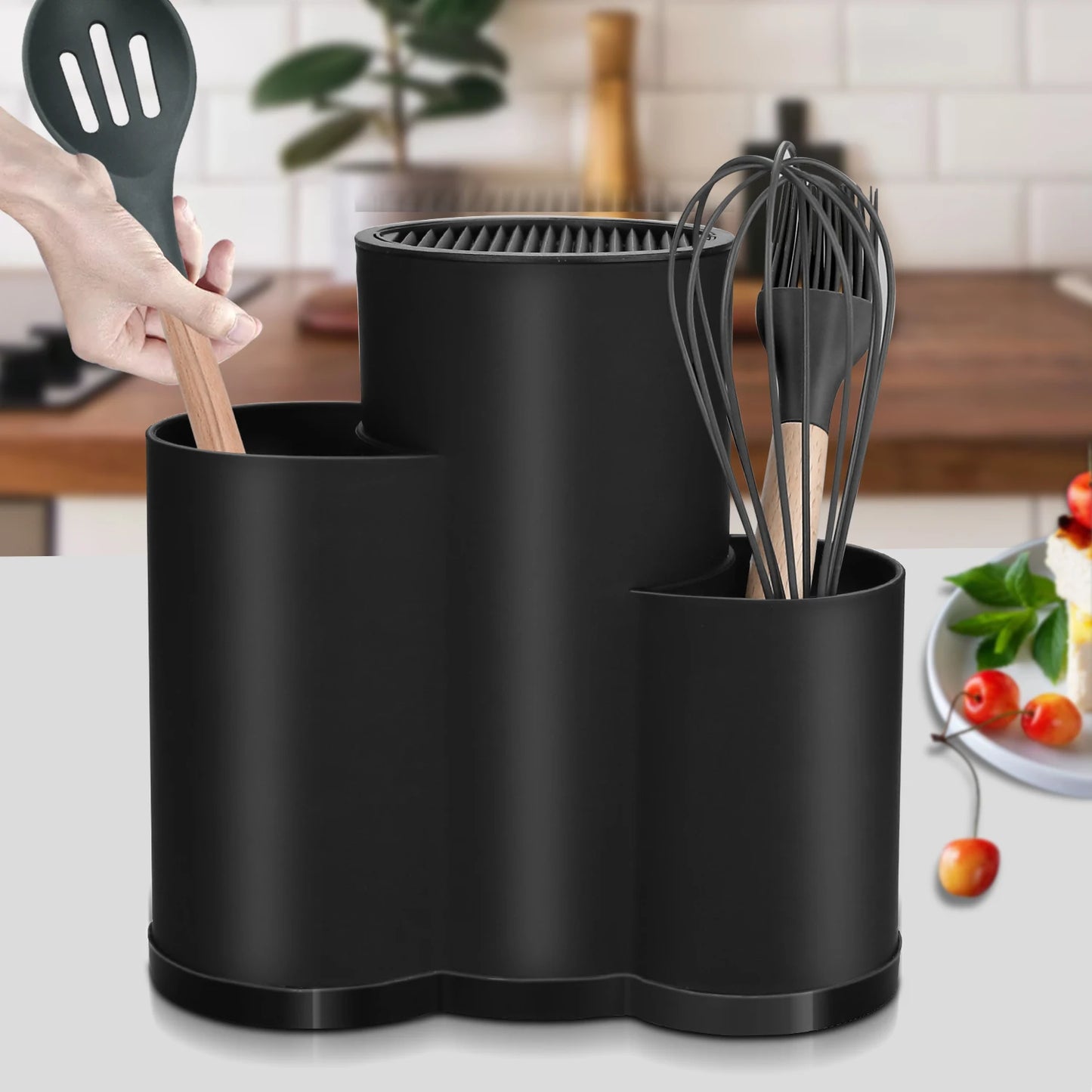 Kitchen Utensil Holder – Multi-Section Countertop Caddy for Cooking Tools & Knives