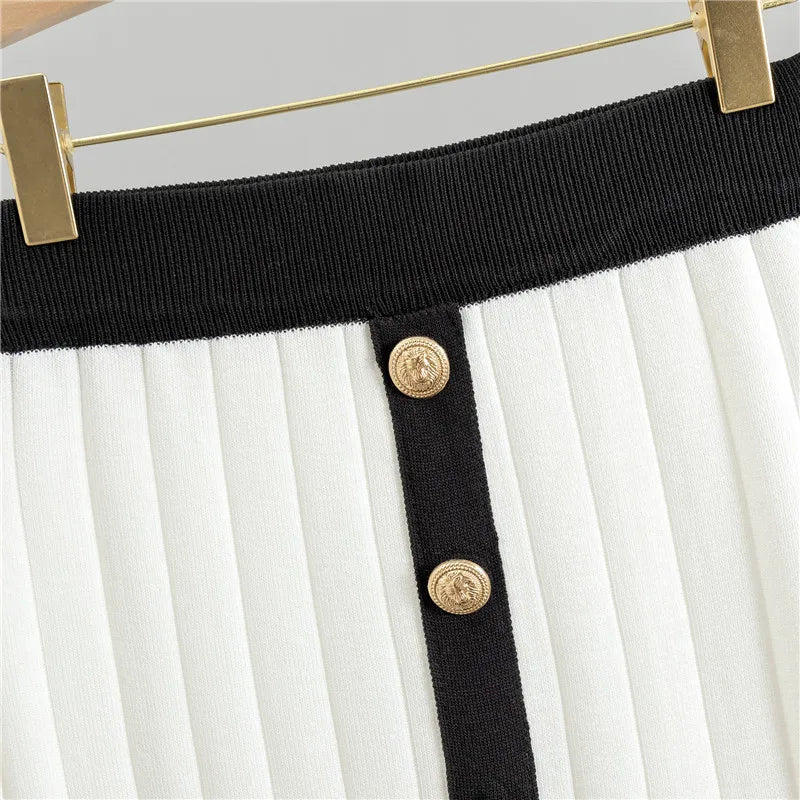 Women's Button-Detail Knit Cardigan & Skirt Two-Piece Set - Multiple Colours