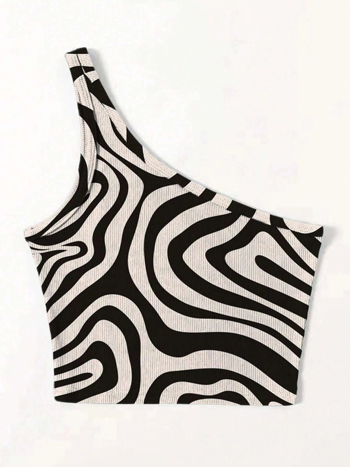 Zebra Print One-Shoulder Crop Top: A Bold and Trendy Statement Piece