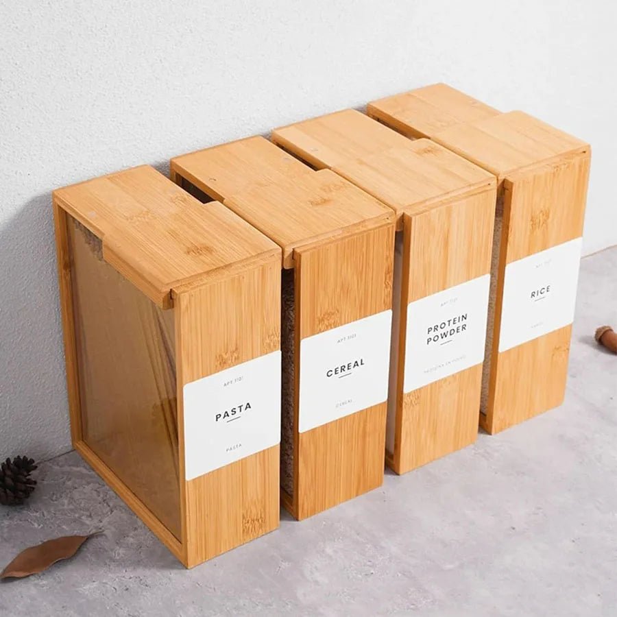 Wooden Storage Container – Airtight Kitchen Container for Grains, Oats, Rice & Dry Food