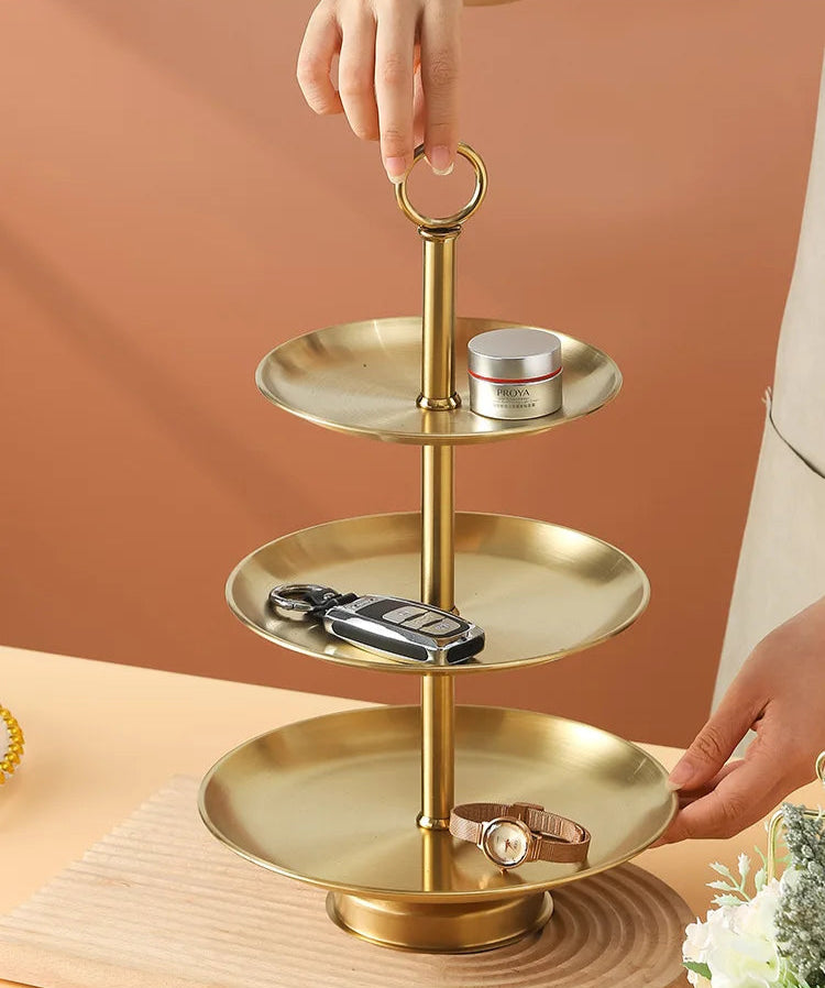 Stainless Steel 2/3 Tier Serving Stand – Gold & Silver Tiered Cake Stand for Afternoon Tea, Weddings & Parties, Fruits, Snacks