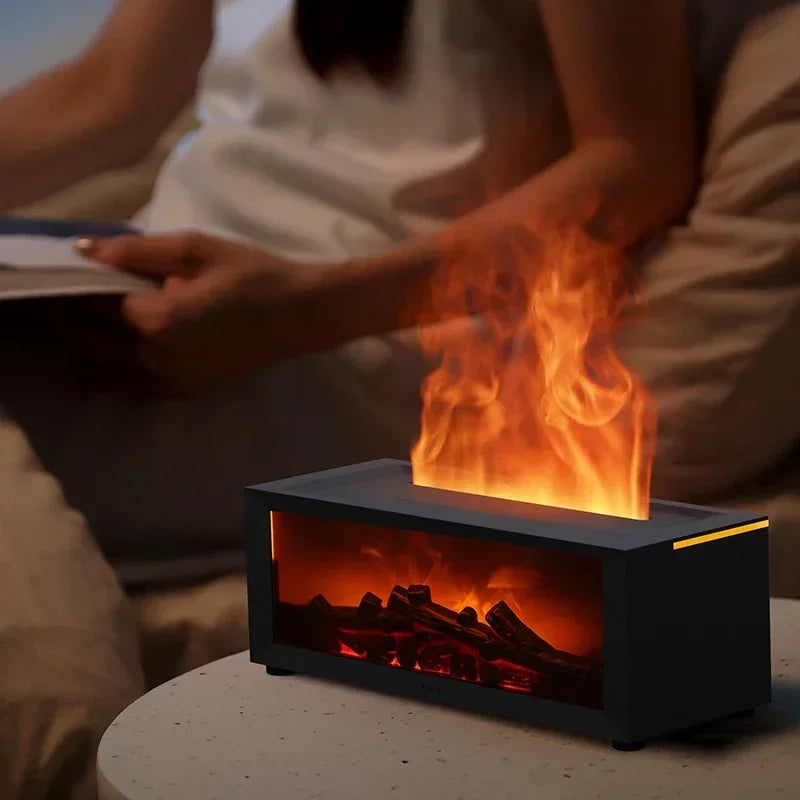 Flame Effect Aroma Diffuser Humidifier with Remote – 150ml LED Fireplace Mist Maker & Night Light