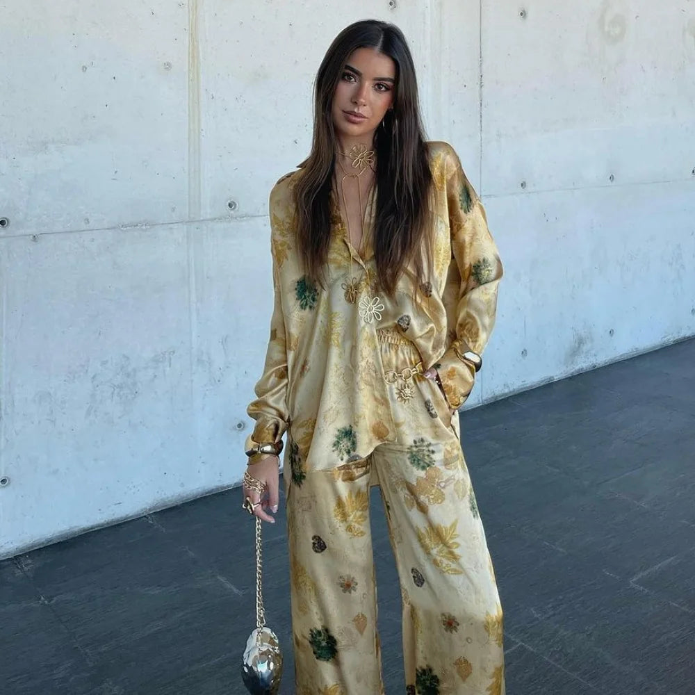 Gold Satin Co-Ord Set