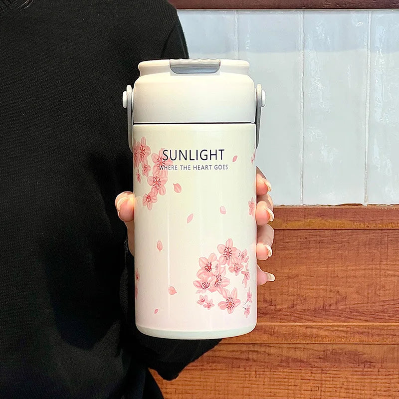 Premium Stainless Steel Vacuum Flask With Handle – Double Wall Insulated Thermal Water Bottle with Leak-Proof Lid, 550ml & 750ml