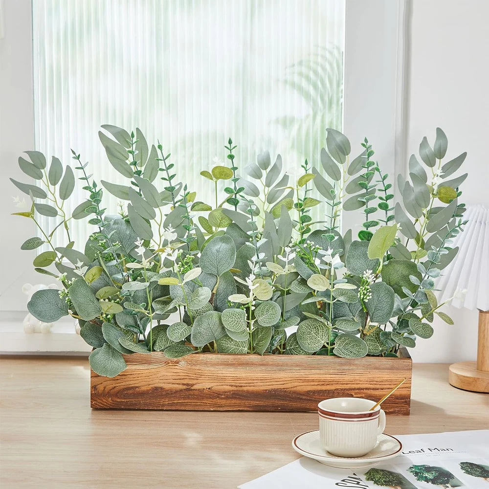 Eucalyptus Leaf Stem Set – 20 Faux Eucalyptus Stems for Vase Arrangements, Bouquets & Home Decoration