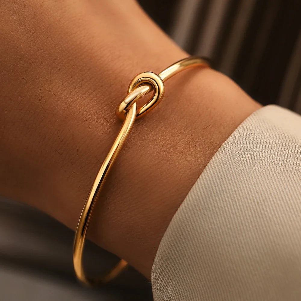 Gold Knot Bangle Bracelet
