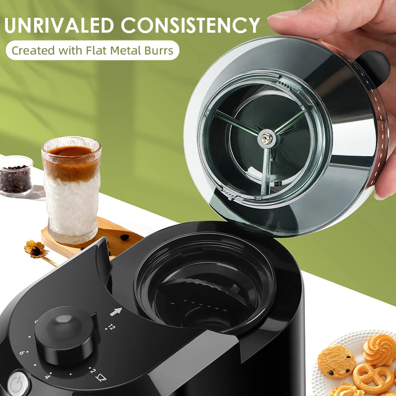 Electric Burr Coffee Grinder – Adjustable 28-Setting Flat Burr Mill for Espresso, French Press, Filter & Cold Brew