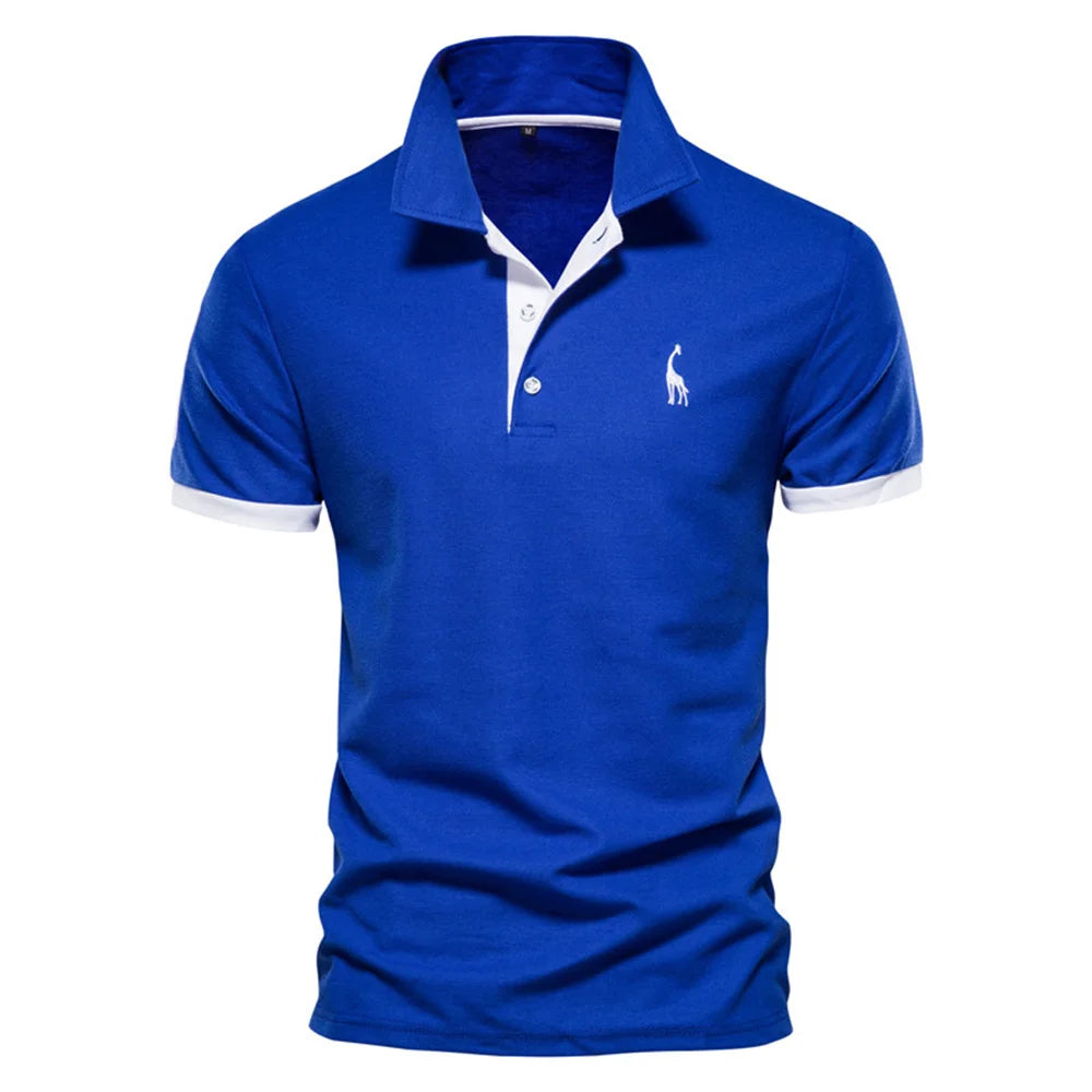 Men's Embroidered Polo Shirt – Cotton Blend Short Sleeve Classic Fit Top for Casual Smart Outfits