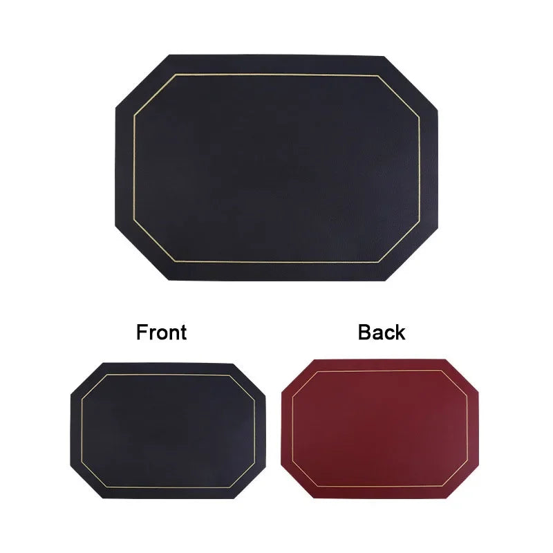 Modern Leather Octagon Placemats – 1/2/4/6 Set Of Reversible Easy-Clean Dining Table Mats in Multi Colours