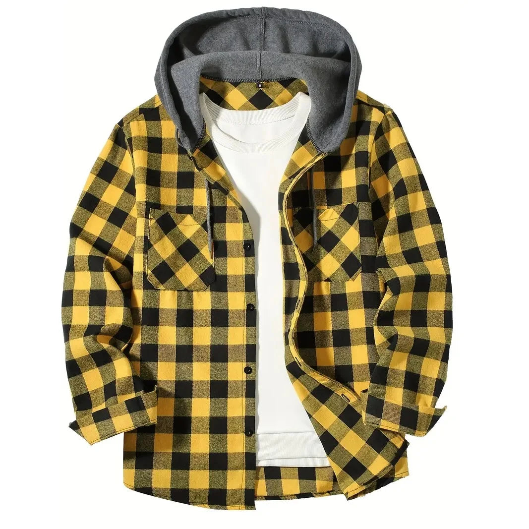 Men's Plaid Hooded Flannel Shirt