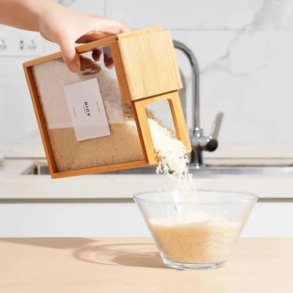 Wooden Storage Container – Airtight Kitchen Container for Grains, Oats, Rice & Dry Food