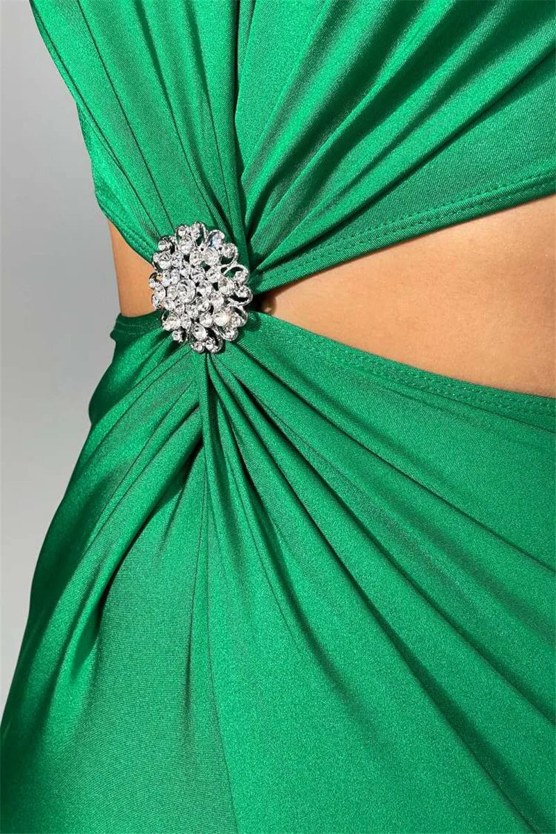 Serena Embellished Cut-Out Turtleneck Bodycon Midi Dress