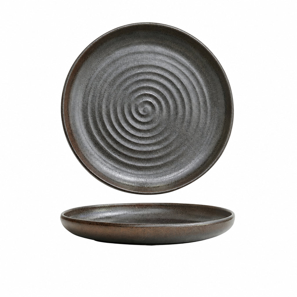 Yamato Textured Ceramic Serving Plate – Salad, Dessert & Soup Dish