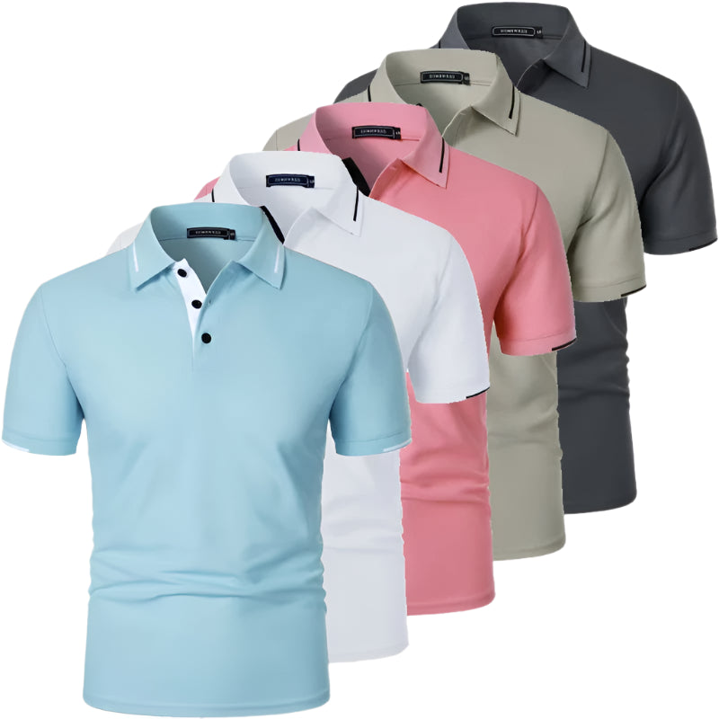 Men’s Short Sleeve Polo Shirt – Lightweight Classic Fit Summer Top with Button Collar