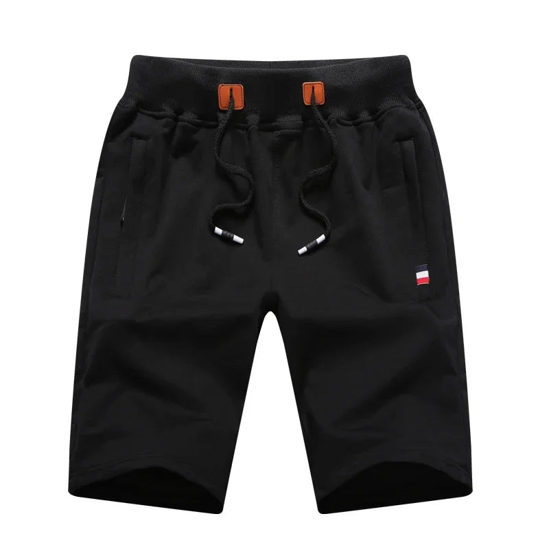 Men’s Summer Cotton Drawstring Shorts – Casual Knee-Length Bermuda Shorts in White, Black, Navy, Grey & Green