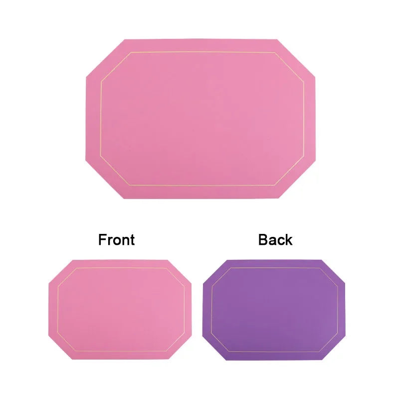 Modern Leather Octagon Placemats – 1/2/4/6 Set Of Reversible Easy-Clean Dining Table Mats in Multi Colours
