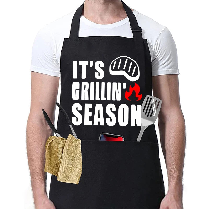 Funny BBQ Cooking Apron – Adjustable Chef Apron for Men with Grill Master Designs, Kitchen & BBQ Gift for Father’s Day, Birthdays