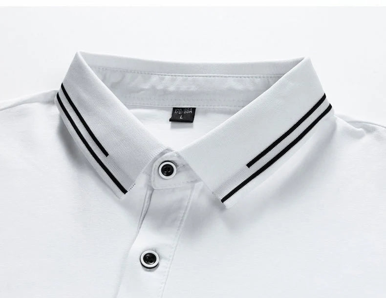 Men’s Short Sleeve Polo Shirt with Collar – Casual Cotton T-Shirt for Summer in White, Black, Grey or Green – Smart Fit Top