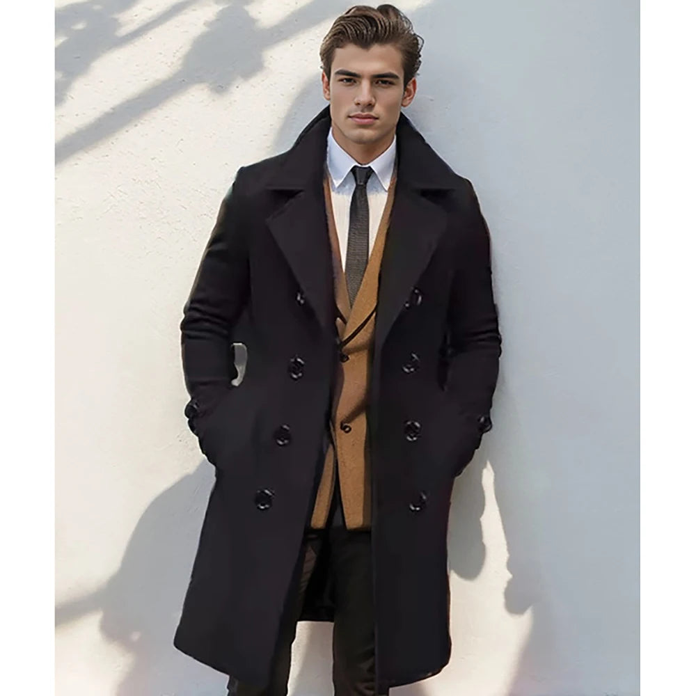 Men's Classic Double-Breasted Overcoat