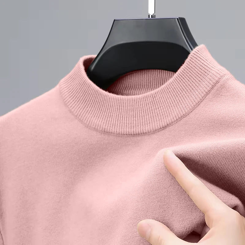 Men’s Mock Neck Knit Jumper – Long Sleeve Layering Pullover