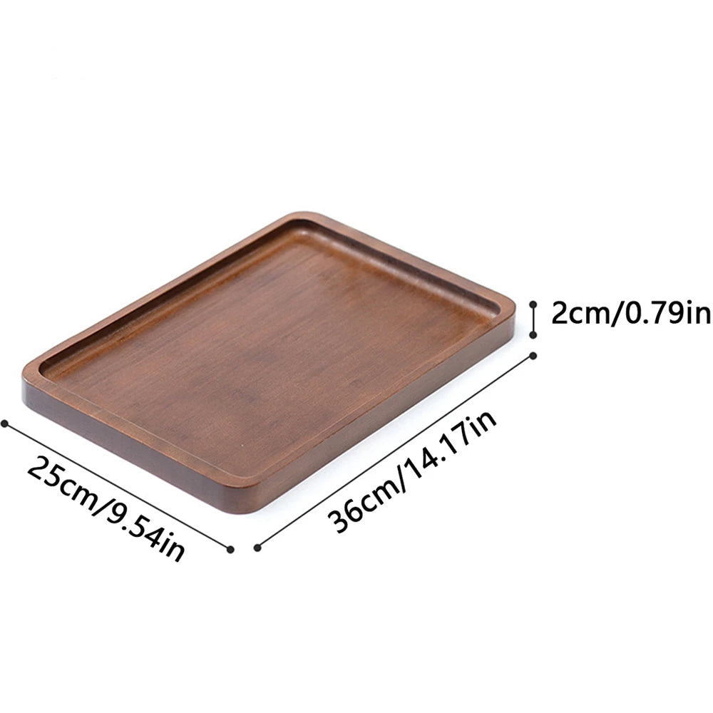 Wooden Serving Tray with Raised Edges – Rectangular Decorative Tea & Food Tray for Kitchen or Living Room