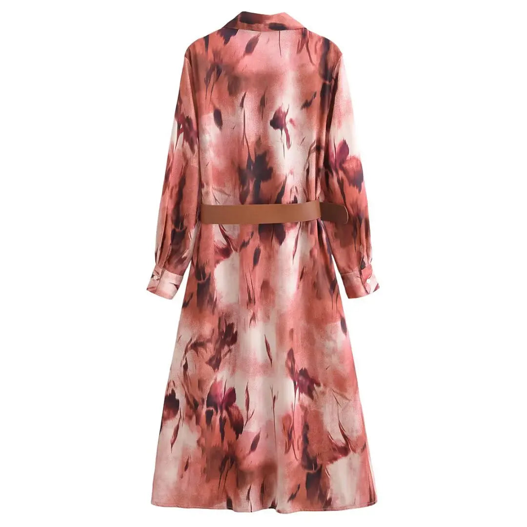Milira Belted Shirt Maxi Dress – Long Sleeve Button Down Midi Dress