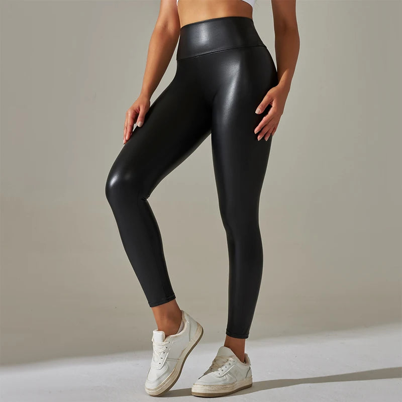 High-Waist Faux Leather Black Leggings