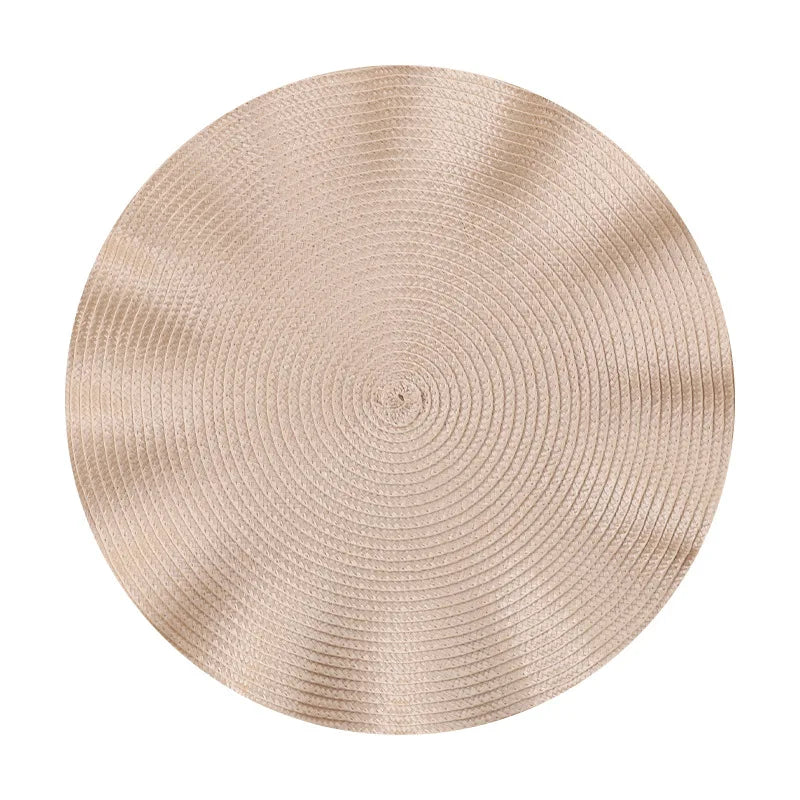 Braided Scallop Edge Placemats – Set of 6 Round 38cm Non-Slip Table Mats with Ripple Design for Dining Decor