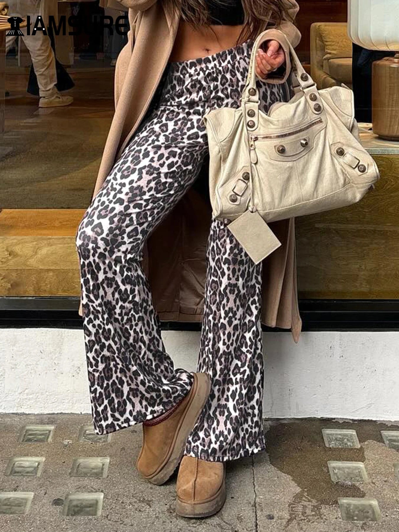 Leopard Print Flared Trousers