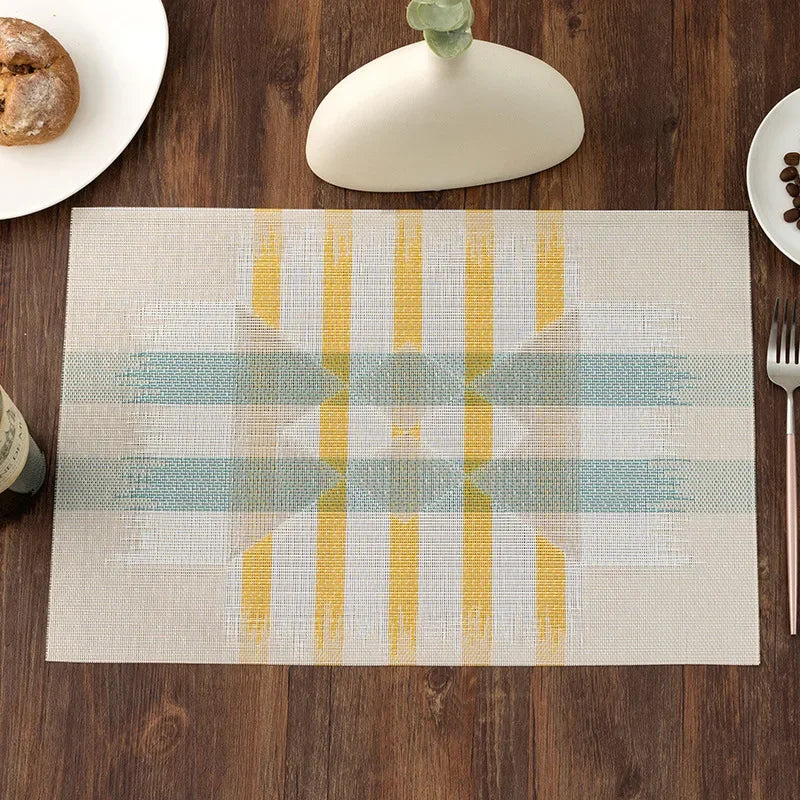 Modern Stripe Woven Placemats – 2/4/6 Piece Set Heat Resistant Table Mats for Dining Table Setting