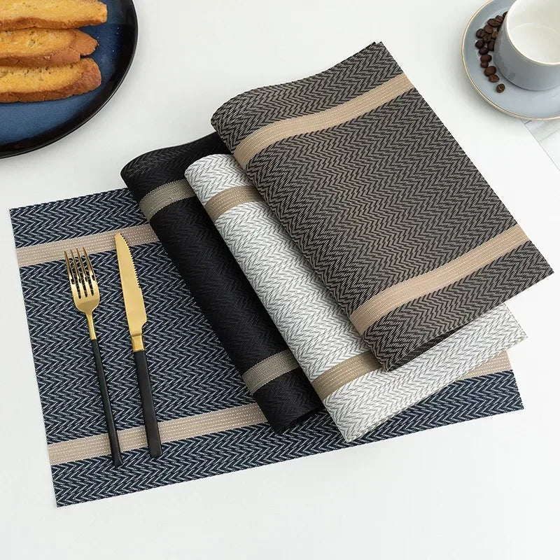 Modern Stripe Woven Placemats – 2/4/6 Piece Set Heat Resistant Table Mats for Dining Table Setting