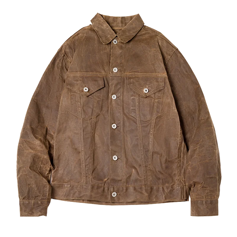 Men’s Brown Button-Up Utility Jacket – Casual Street Style Jacket