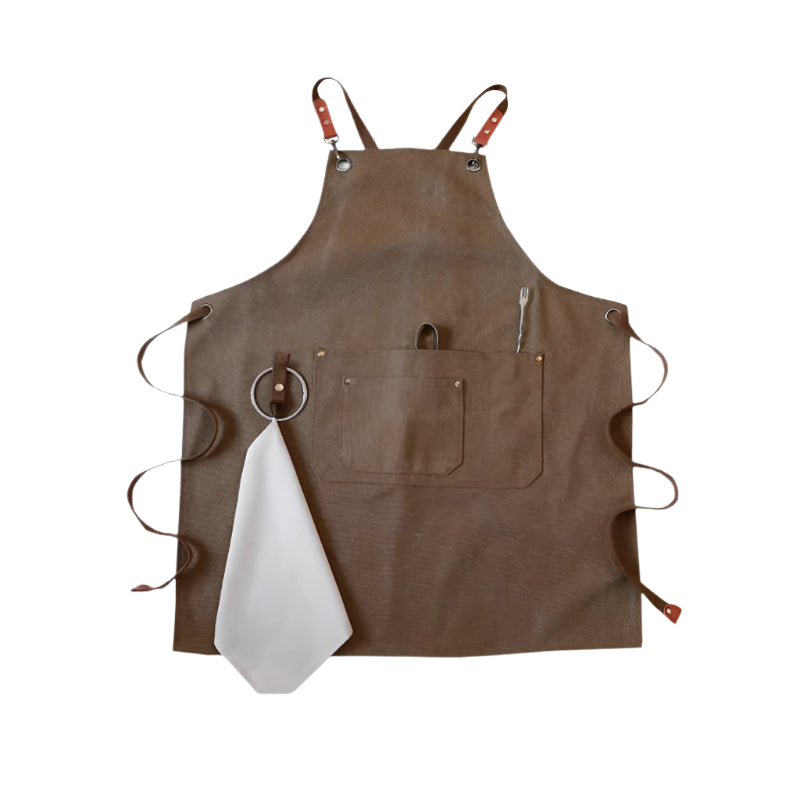 Canvas Utility Apron with Pockets – Adjustable Unisex Workwear Apron