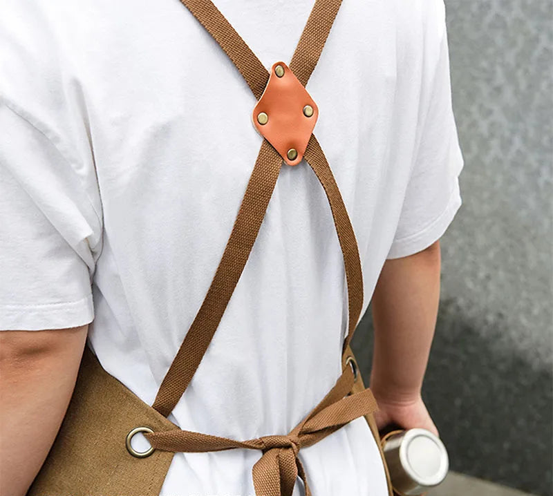Canvas Utility Apron with Pockets – Adjustable Unisex Workwear Apron