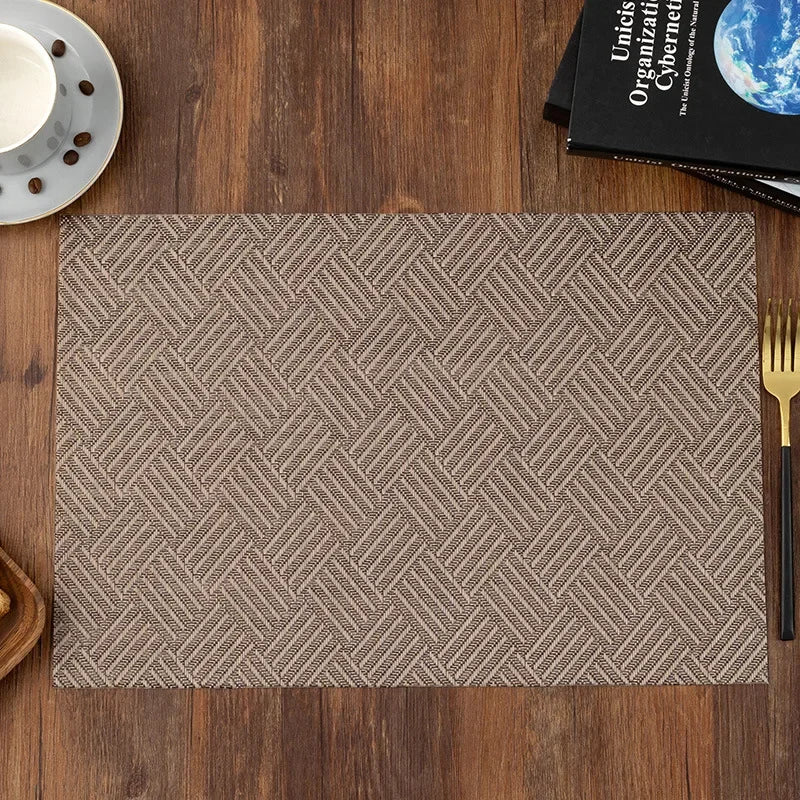 Modern Stripe Woven Placemats – 2/4/6 Piece Set Heat Resistant Table Mats for Dining Table Setting