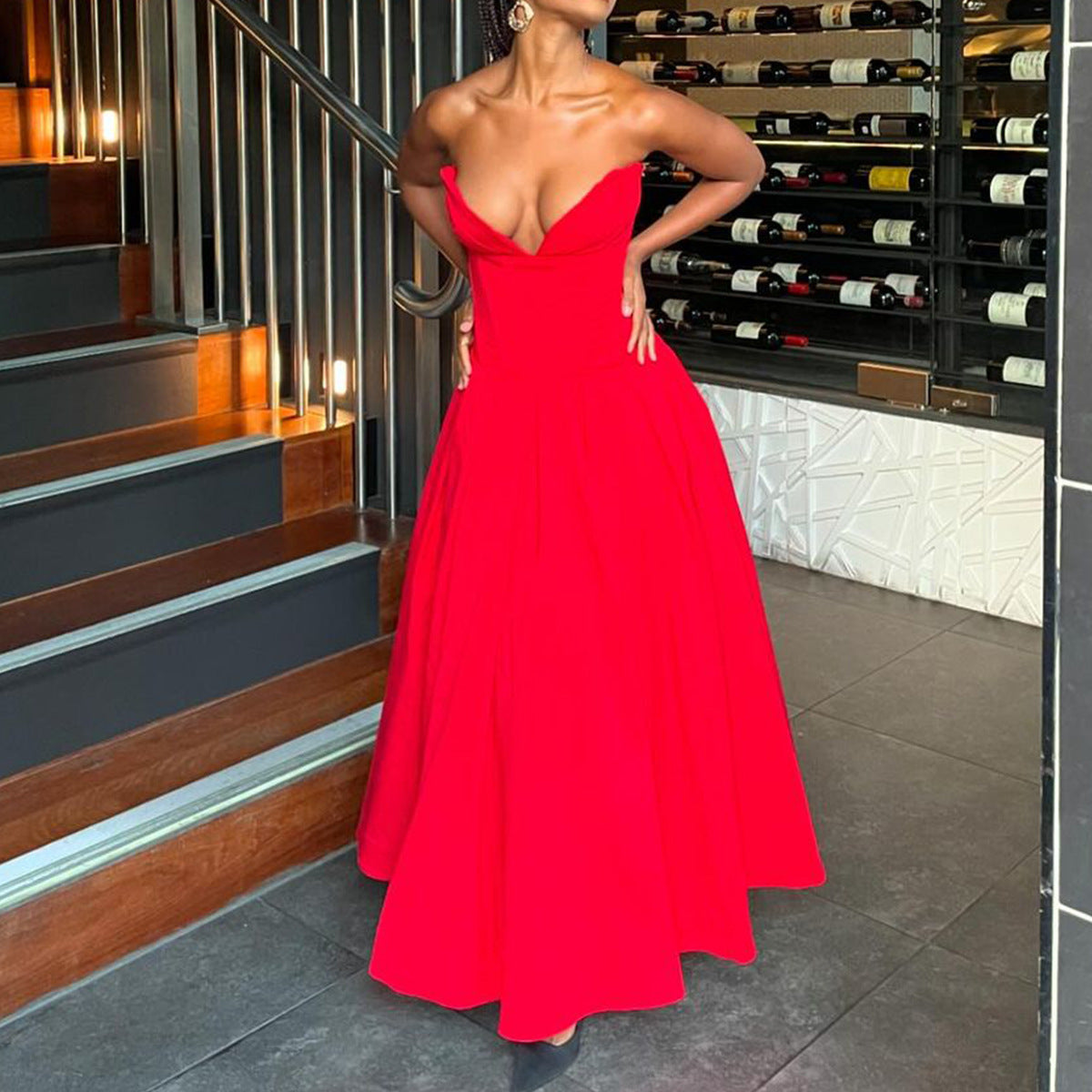Gorgeous Strapless Sweetheart Neckline Dress with Corset Midi Dress