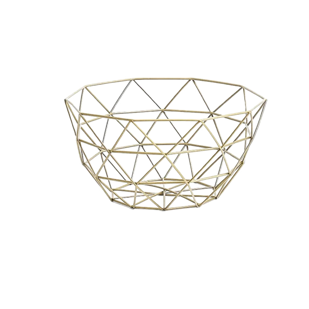 Black & Gold Metal Wire Fruit Basket – Modern Countertop Bowl for Kitchen & Dining Table