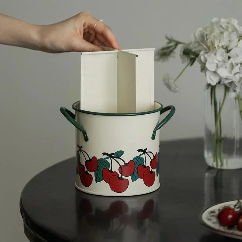 Enamel Utensil Holder – Vintage Kitchen Utensil Pot & Cutlery Storage Jar