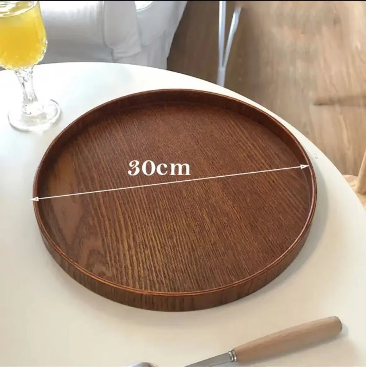Round Wooden Display Trays – Decorative Serving Platters for Candles, Ornaments & Coffee Table Styling