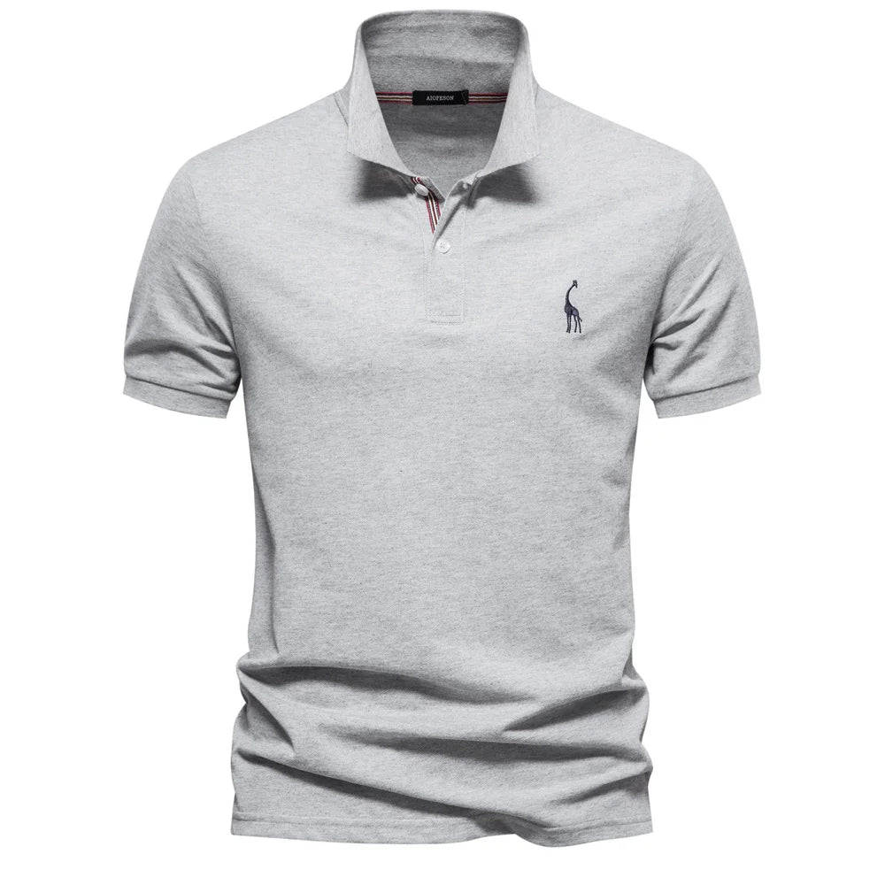 Men’s Cotton Blend Polo Shirt – Short Sleeve Casual Fit T-Shirt with Embroidered Logo and Button Collar