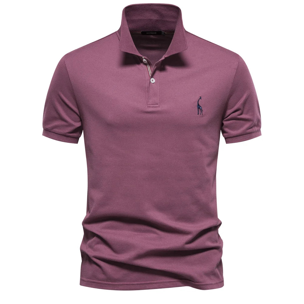 Men’s Cotton Blend Polo Shirt – Short Sleeve Casual Fit T-Shirt with Embroidered Logo and Button Collar