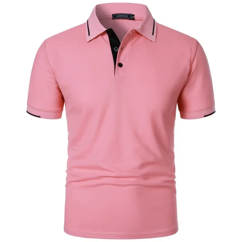 Men’s Short Sleeve Polo Shirt – Lightweight Classic Fit Summer Top with Button Collar